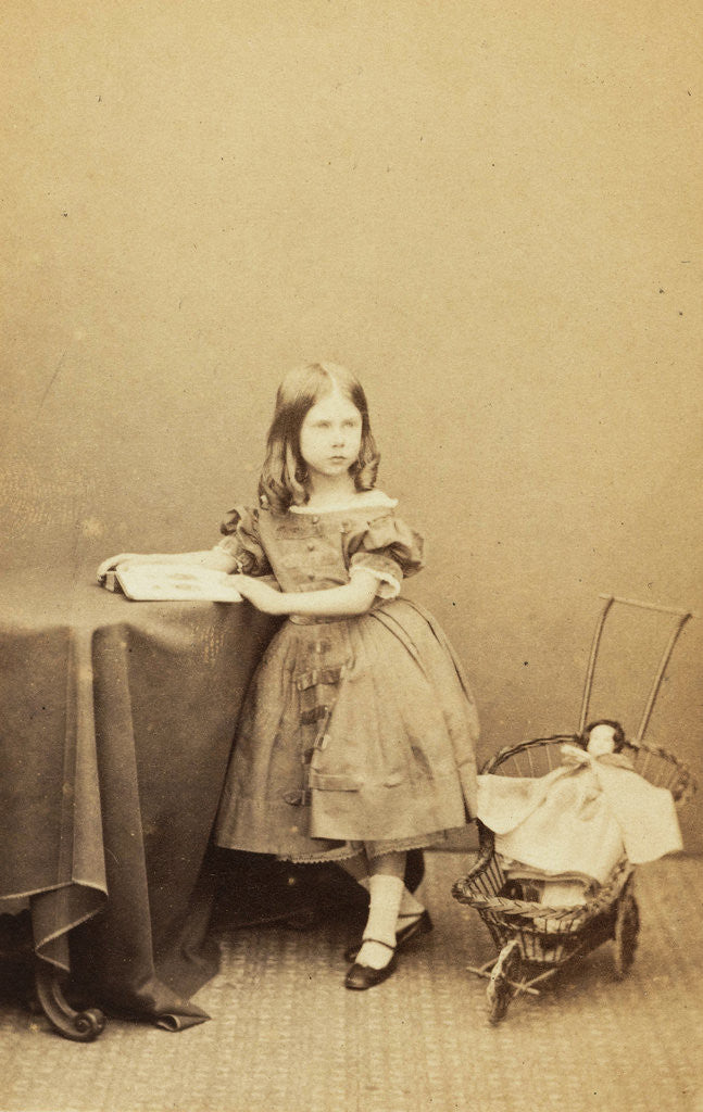 Detail of Portrait of a girl (Mabel Boscowen) with doll carriage by Hennah & Kent