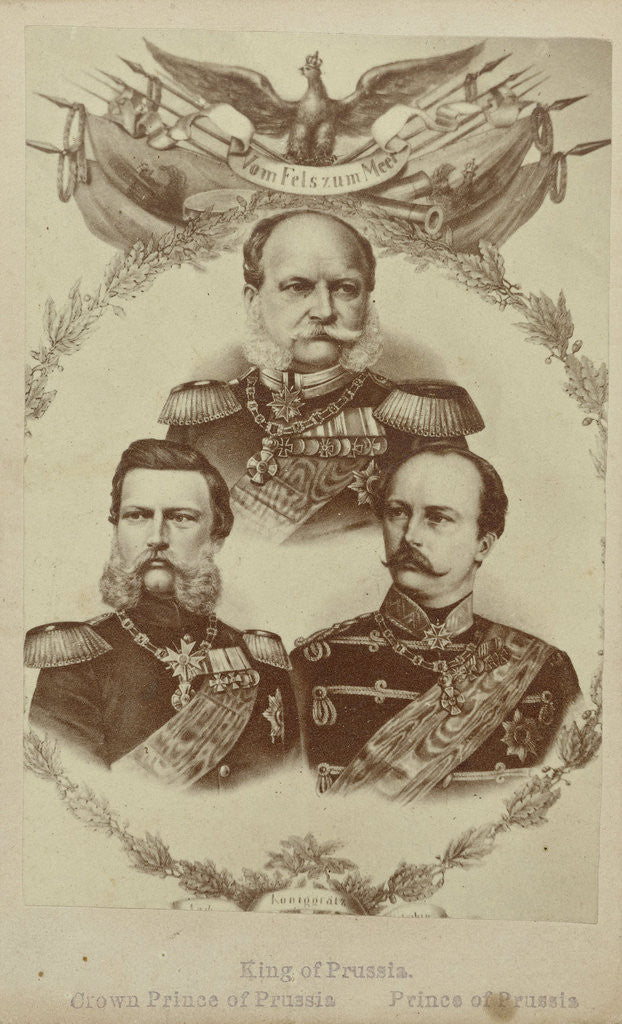 Detail of Composition of three portraits of Wilhelm I as king of Prussia, Friedrich III as Crown Prince of Prussia and Wilhelm II as Prince of Prussia by Anonymous