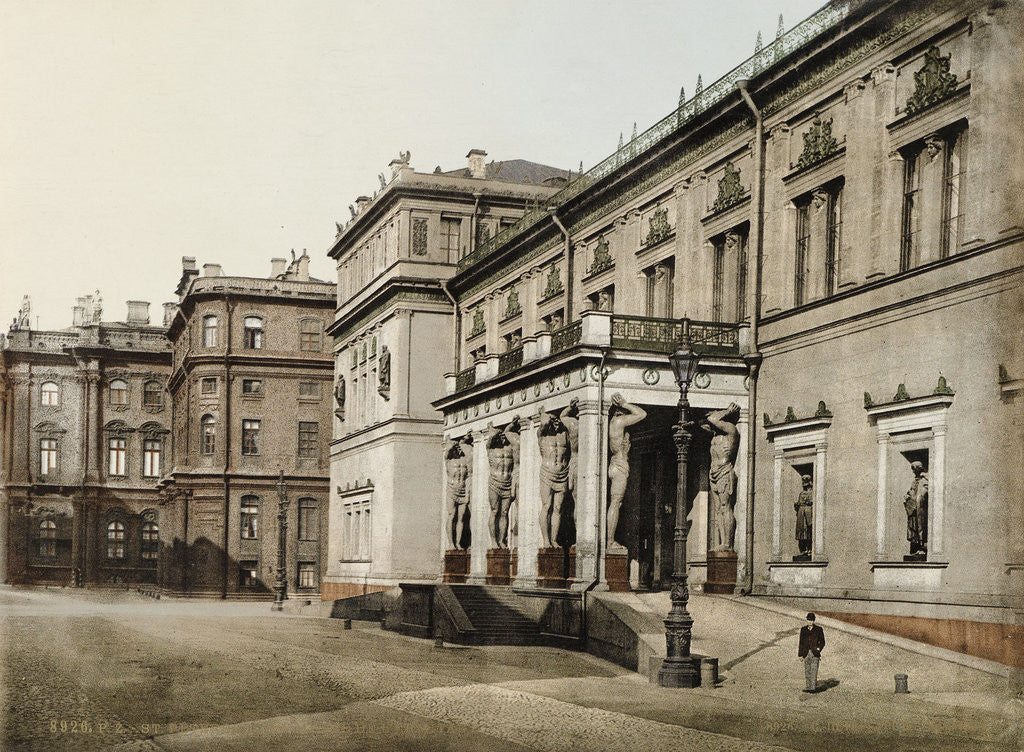 Detail of View of the entrance to the Hermitage in St. Petersburg Russia by Photochrom Zürich