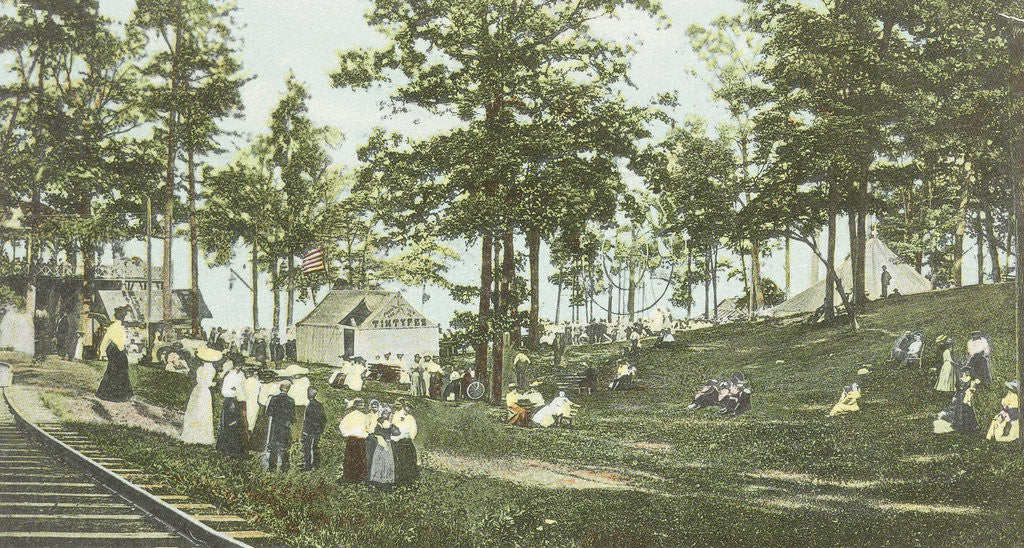Detail of Cayuga Lake Park with ferrotypietent, Seneca Falls, New York, USA by The Rochester News Company