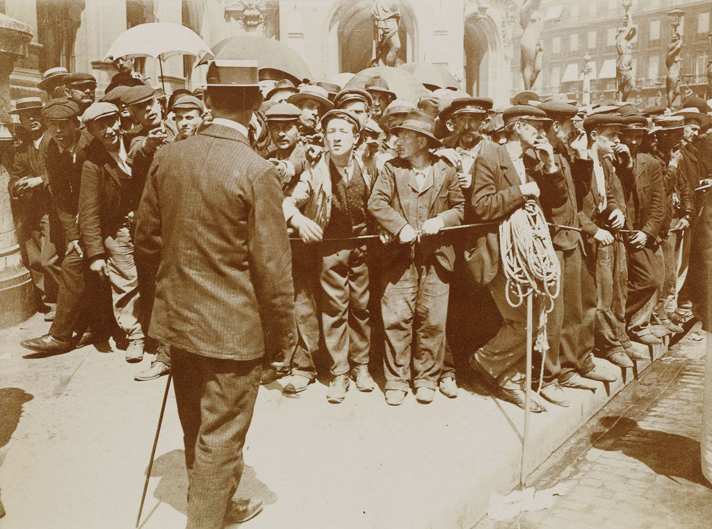 Detail of Group of workers demonstrate in Paris street by Anonymous