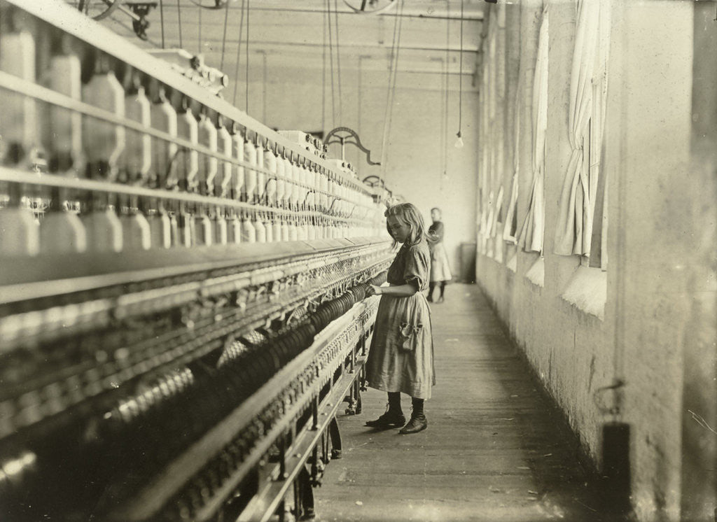 Detail of Portrait of Girl working in Cotton Mill by Lewis Wickes Hine