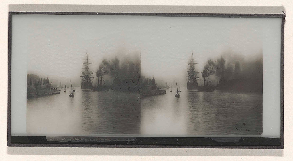 Detail of Seascape in the port of Le Havre, France by Ferrier Père-Fils et Soulier & Lévy Sr.