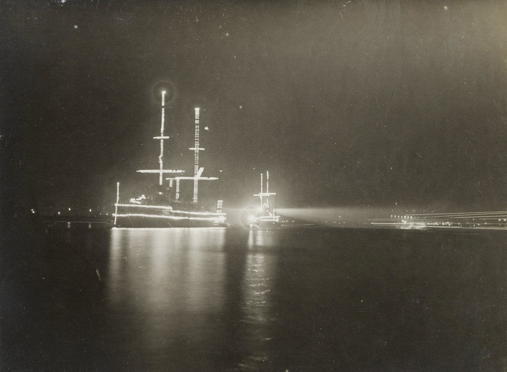 Detail of Illuminated ship in Amsterdam by Anonymous