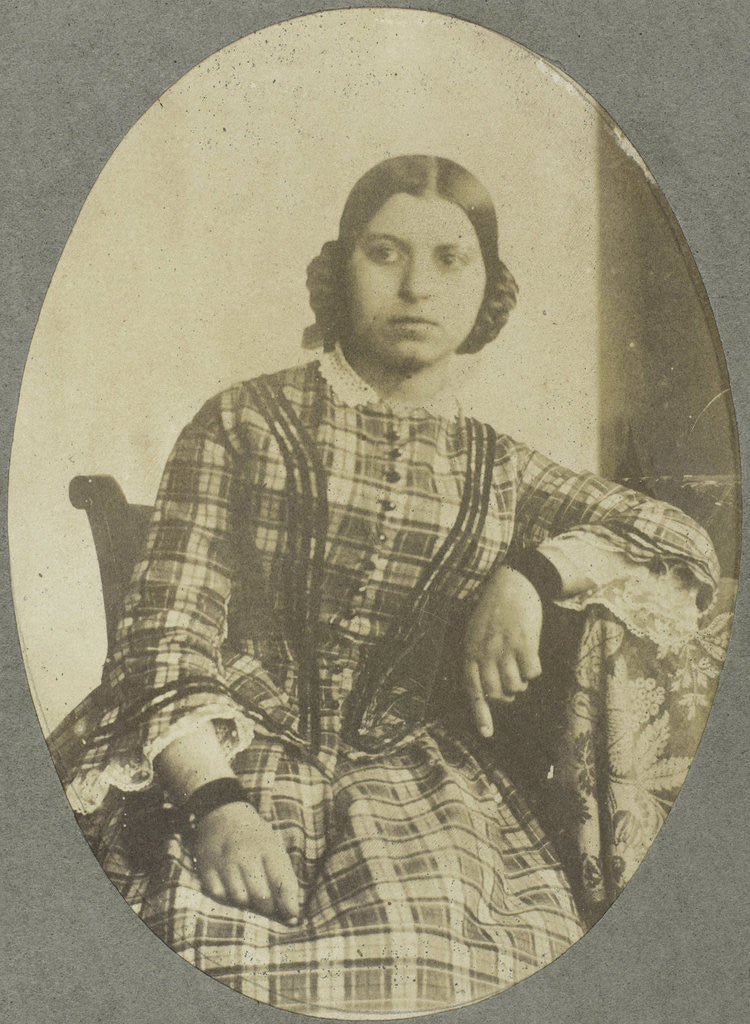 Detail of Portrait of a Young Woman with an elbow leaning on table by Eduard Isaac Asser