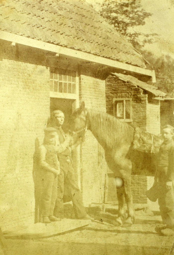 Detail of Portrait of a man with a horse and two boys by Eduard Isaac Asser