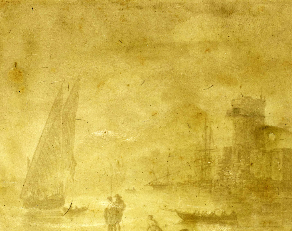 Detail of Drawing La mer calme in the style of Claude-Joseph Vernet by Eduard Isaac Asser