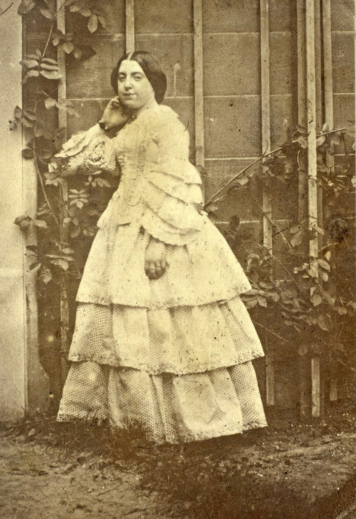 Detail of Portrait of a Young Woman in a Garden by Eduard Isaac Asser