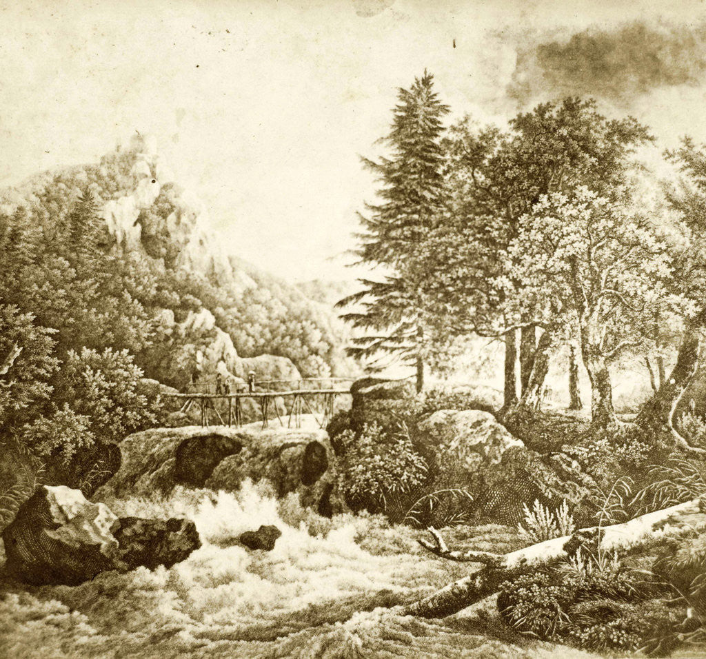 Detail of Etching with a landscape by Eduard Isaac Asser
