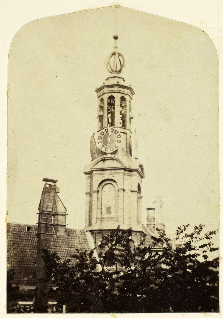 Detail of View from the house of the photographer on the Munt Tower in Amsterdam by Eduard Isaac Asser