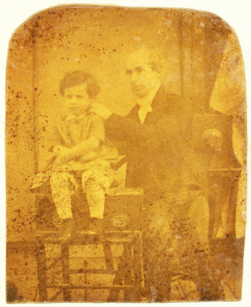 Detail of Self-portrait with his son Louis by Eduard Isaac Asser