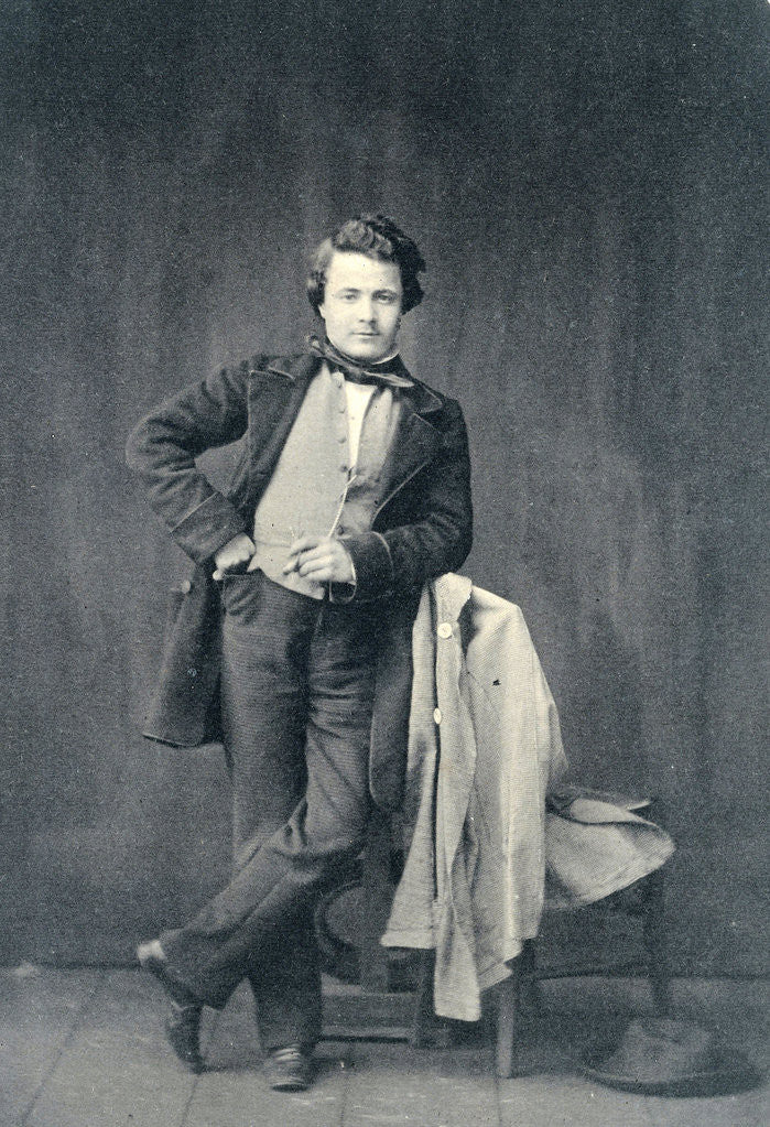 Detail of Portrait of the French artist Adolphe Mouilleron during his stay in The Netherlands by Eduard Isaac Asser