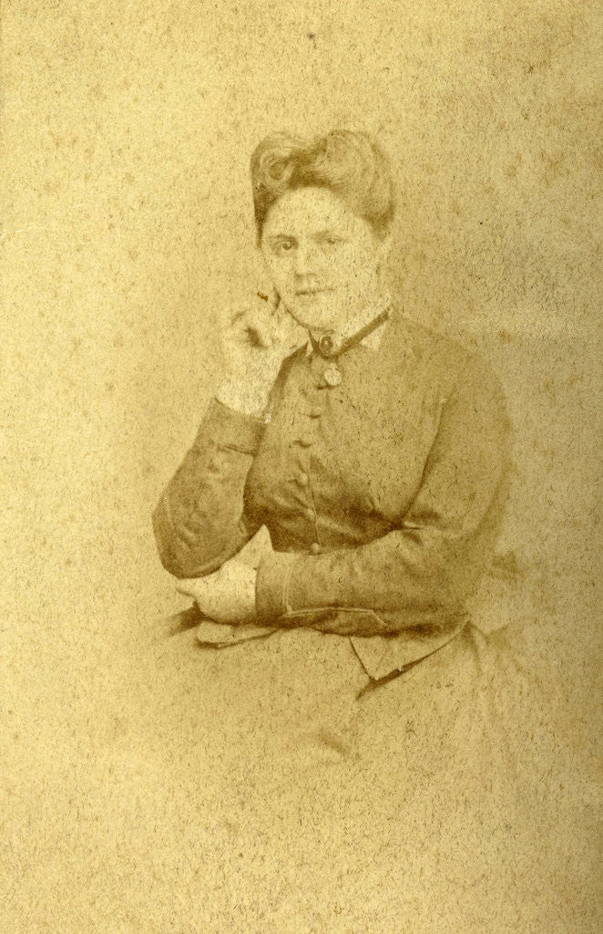 Detail of Portrait of a woman in high-necked dress by L Stüs