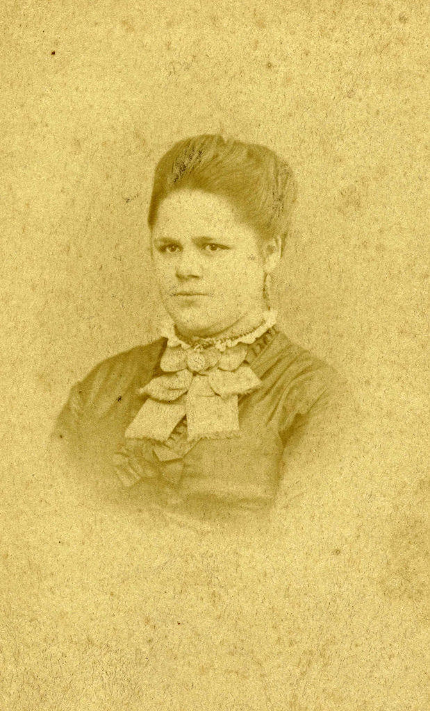 Detail of Portrait of a woman in high-necked dress by Laura Lasinsky