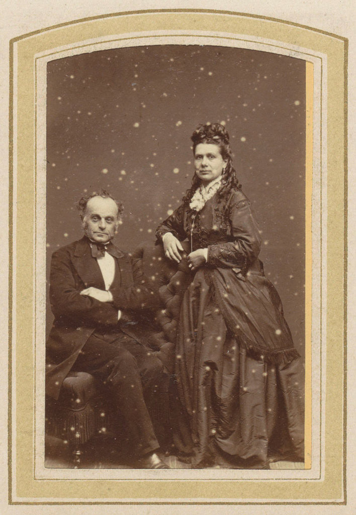 Detail of Portrait of a woman in a dress and a seated man by Jacques Chits