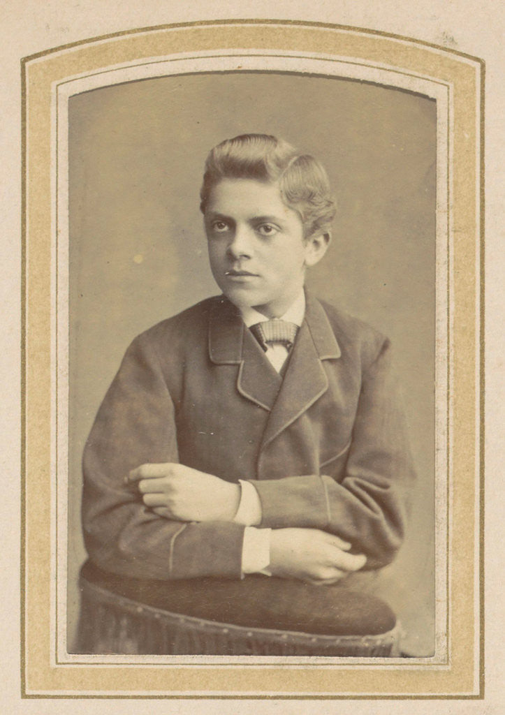 Detail of Portrait of a young man with arms folded by Albert Greiner