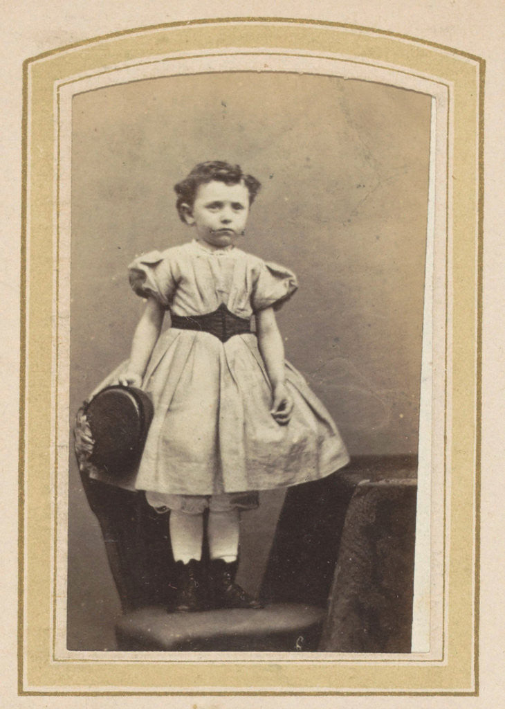 Detail of Portrait of a girl in a dress with a belt on a chair by K. Karsen