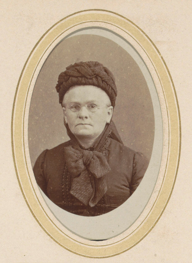 Detail of Portrait of a woman with a hat and glasses by Abraham Koorenhoff