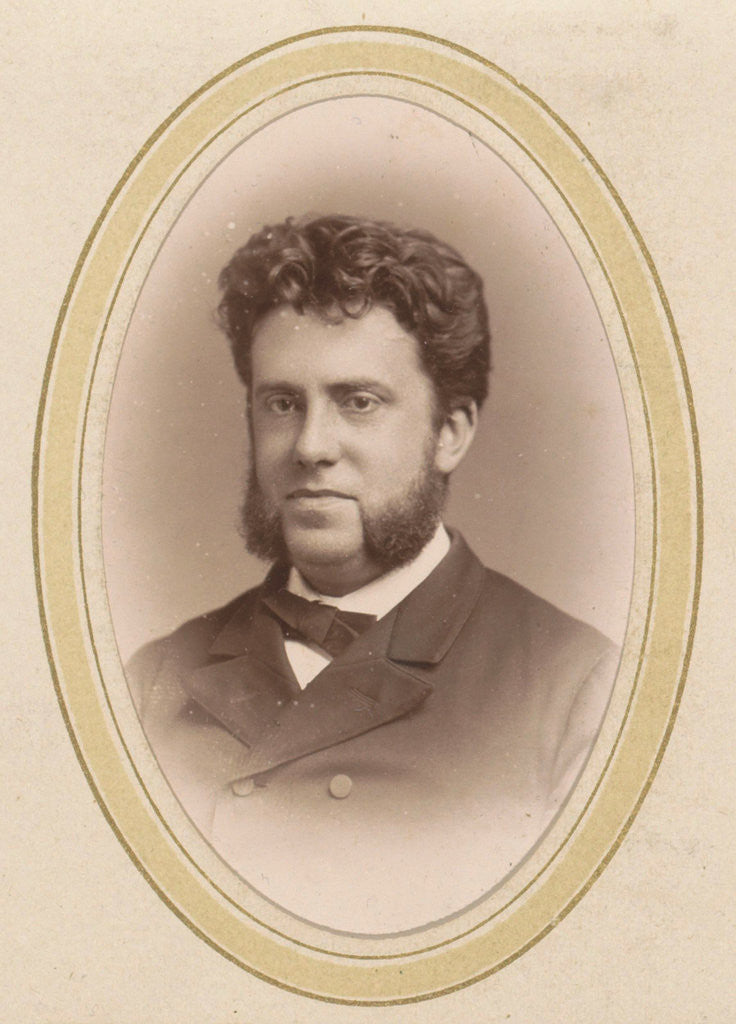 Detail of Portrait of a man with whiskers and a bow by A. Böeseken