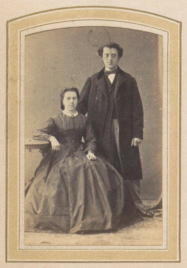 Detail of Portrait of a man in a long coat and a woman in a dress by Bernardus Bruining