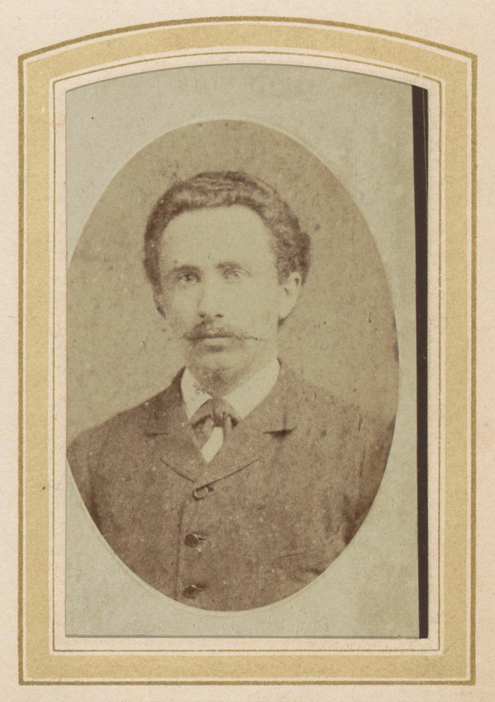 Detail of Portrait of a man with a mustache by Lambertus Johannes Bruna