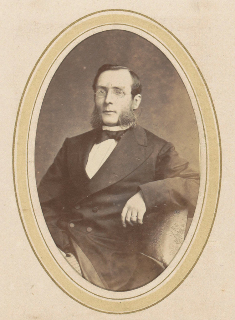 Detail of Portrait of a man with glasses by sideburns and a jacket