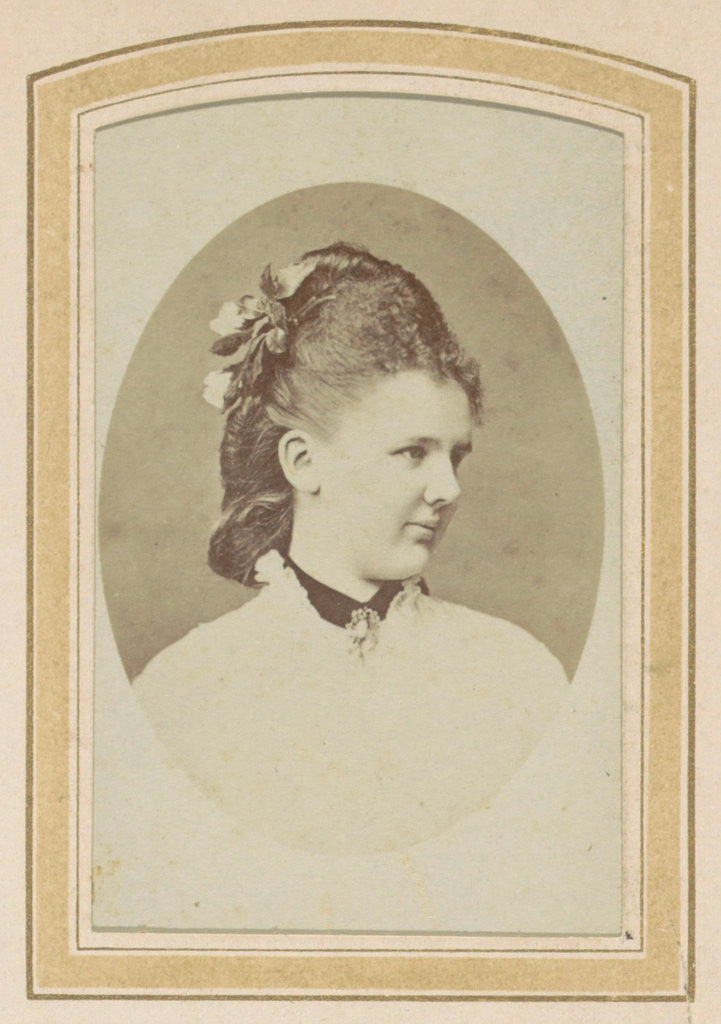 Detail of Portrait of a young woman with flowers in her hair up by J.C. Reesinck