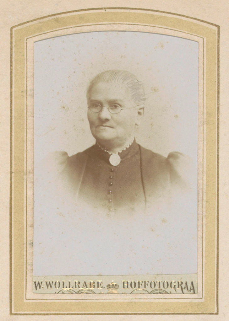 Detail of Portrait of a woman with a brooch and a pair of glasses by Heinrich Wilhelm Wollrabe