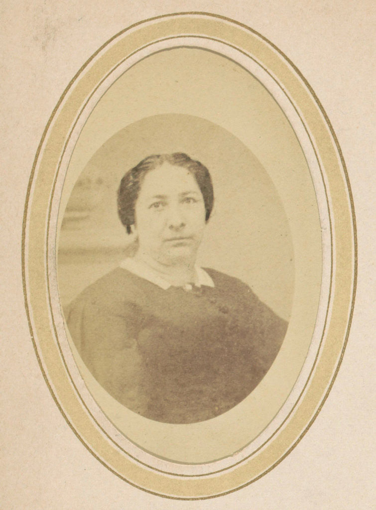 Detail of Portrait of a woman with upswept hair and a white collar by Johan Hendrik Hoffmeister