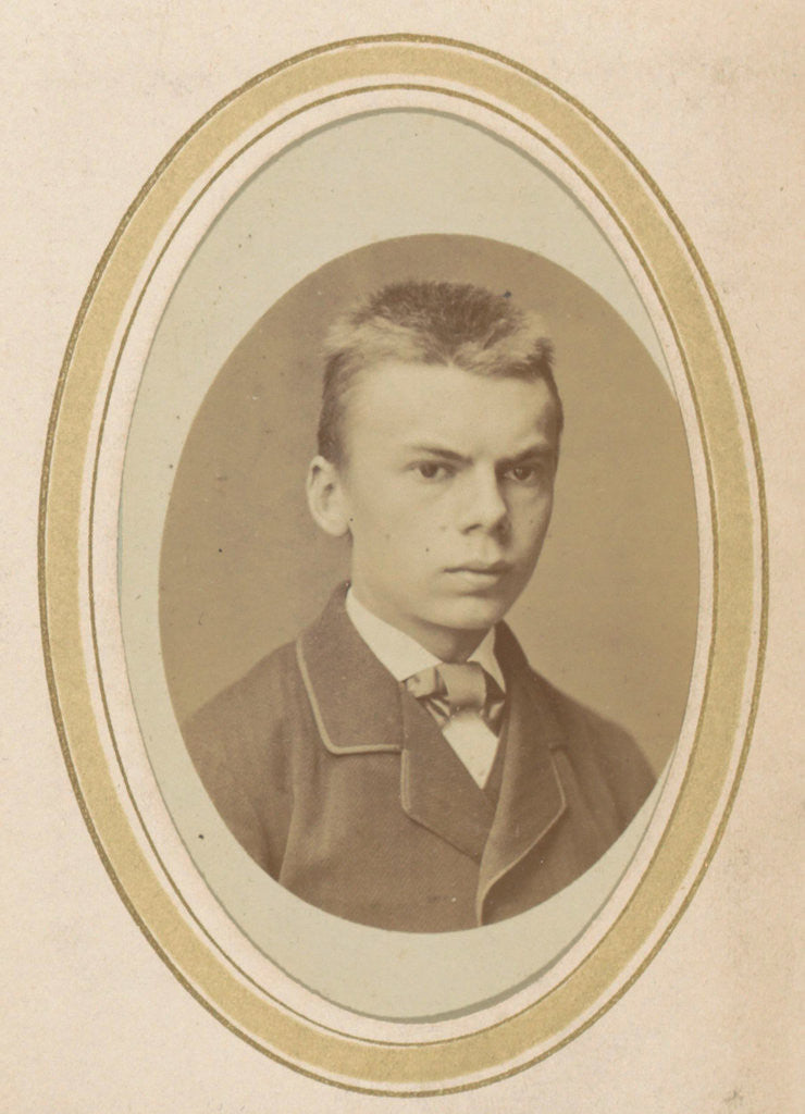 Detail of Portrait of a young man with a jacket and a tie by Albert Greiner