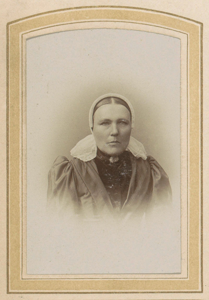 Detail of Portrait of a woman with a lace cap by J.C. Reesinck
