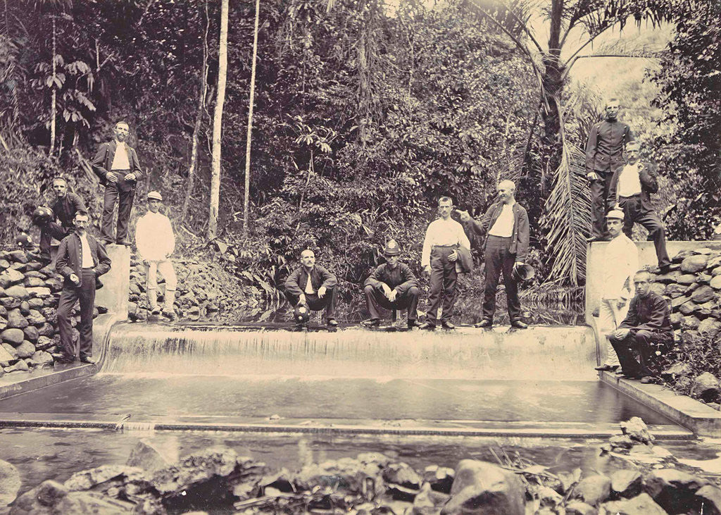 Detail of Men, basin, dam, water by Anonymous