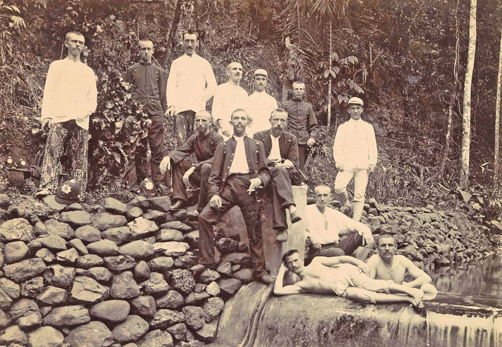 Detail of Men at a dam of the water in Ambon, Indonesia by Anonymous