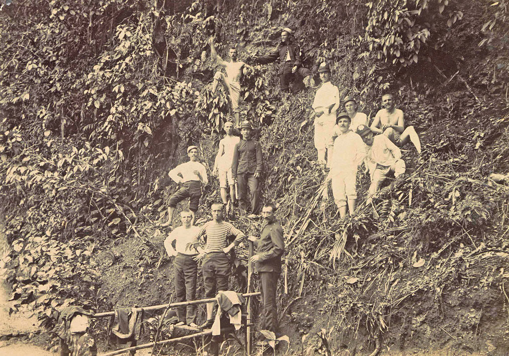 Detail of Men at a dam of the water in Ambon, Indonesia by Anonymous