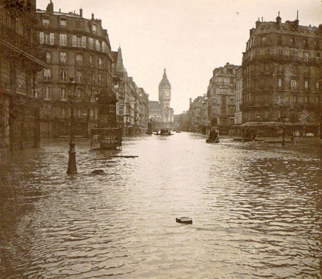 Detail of Flooded street in Paris by Anonymous