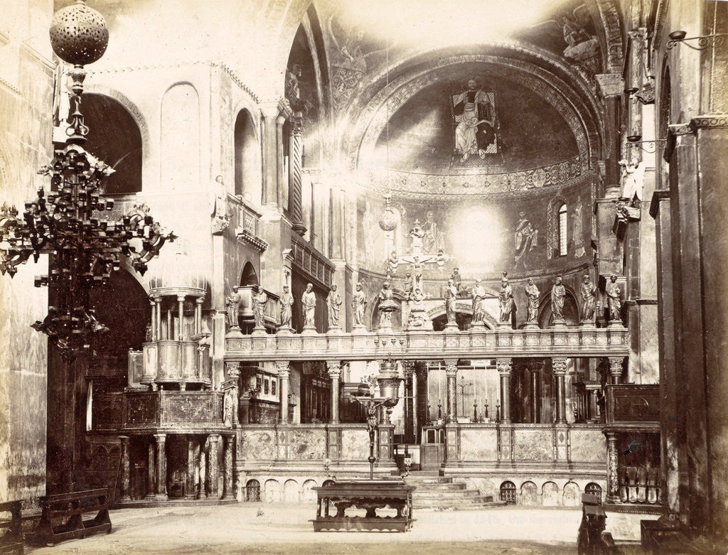 Detail of Choir, Byzantine cross, altar and altar of the Basilica of San Marco in Venice by Carlo Ponti