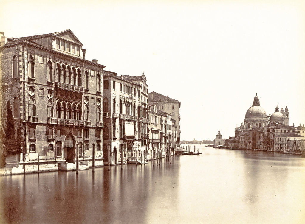Detail of Grand Canal palaces, the Basilica of Santa Maria della Salute and the Fondamente Salute in Venice by Carlo Ponti