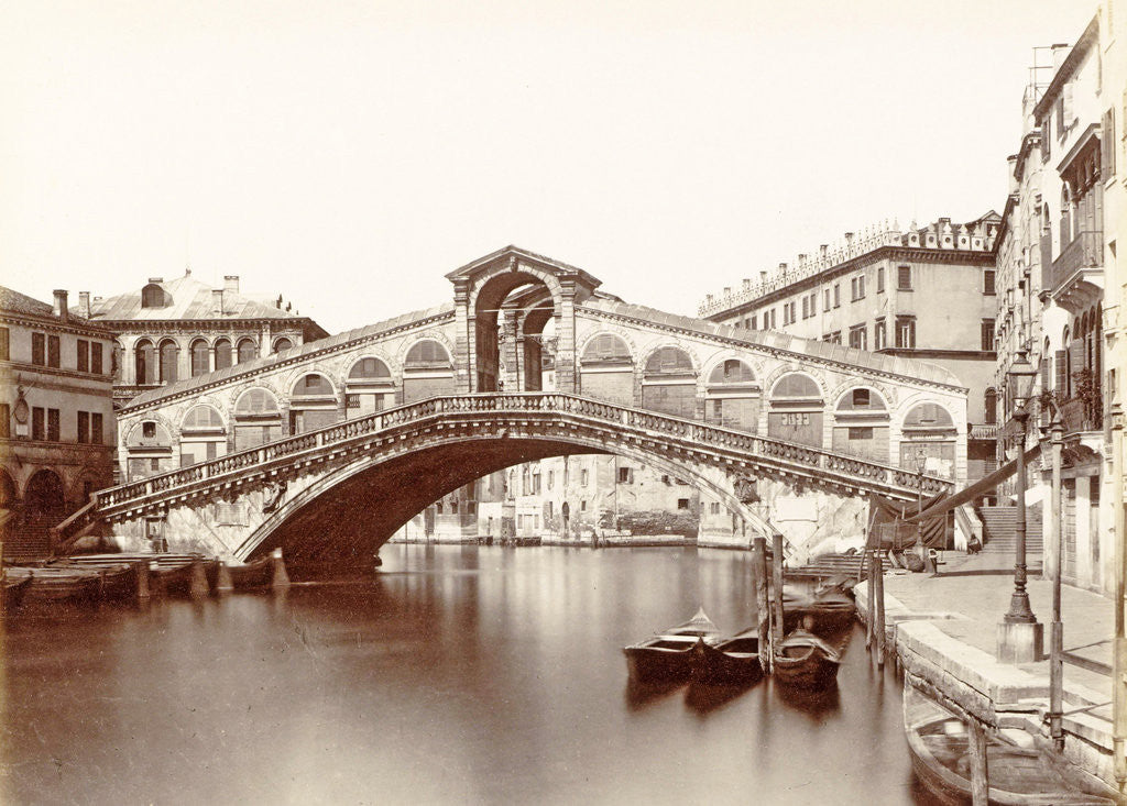 Detail of Rialto Bridge on the Grand Canal in Venice, Italy by Carlo Ponti