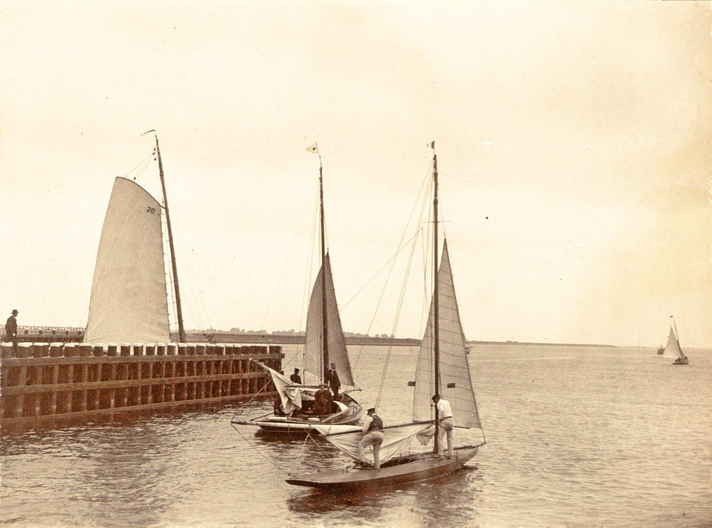 Detail of Sailing ships on the water by Anonymous