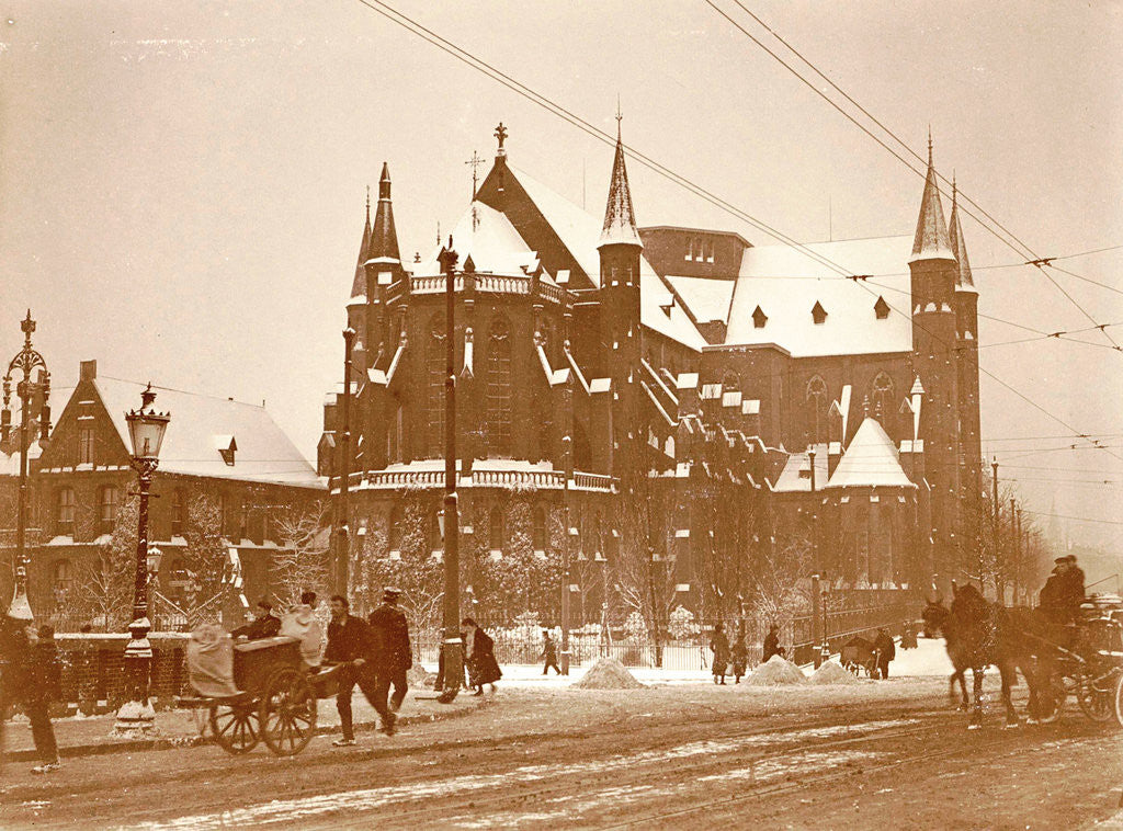 Detail of Exterior of St. Willibrord Church outside the Veste in Amsterdam in the winter by Anonymous