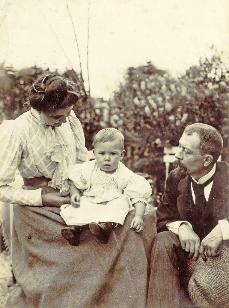 Detail of Man and a woman with a baby on lap by Anonymous