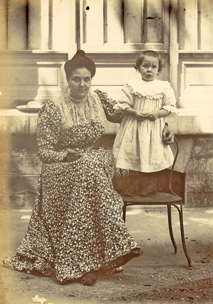 Detail of Portrait of a seated woman with a child standing on a chair by Anonymous