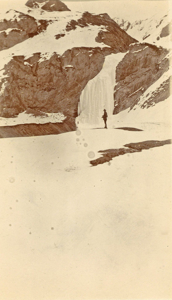 Detail of Man on the frozen waterfall Dota, Tibet by D.T. Dalton