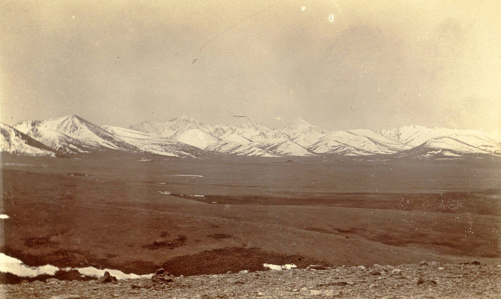 Detail of View of a plain and the snowy mountains of Chumlahari, Tibet by D.T. Dalton