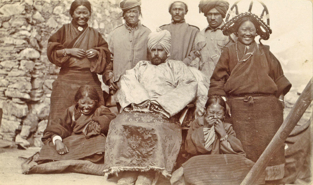 Detail of Army Intendant with some women, children and men in Tibet by D.T. Dalton