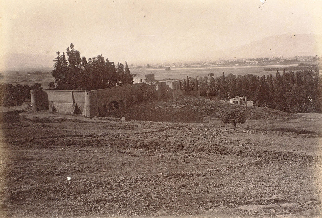 Detail of View of a walled garden and fields in Persia by Antoine Sevruguin