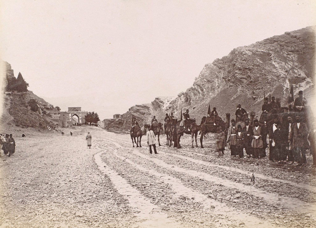 Detail of Equestrian Society road in the mountains of Persia by Antoine Sevruguin