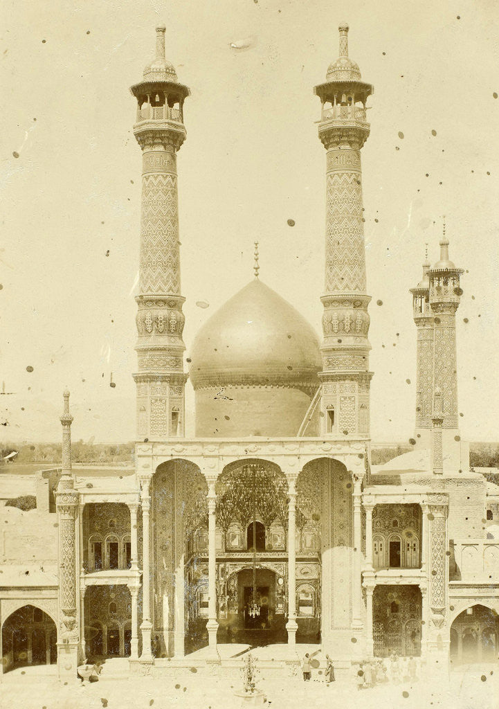 Detail of Exterior of Fatima Masumeh shrine (Hazrat-e Masumeh) in Qom Iran by Antoine Sevruguin