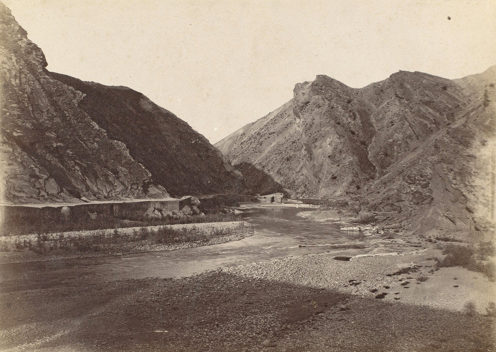 Detail of View of the Daliki river and mountains in Persia Iran by Antoine Sevruguin