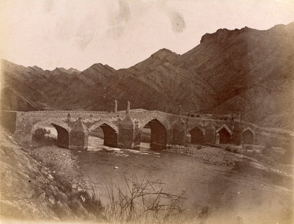 Detail of Stone bridge over the river Daliki at Shiraz Buchire by Antoine Sevruguin